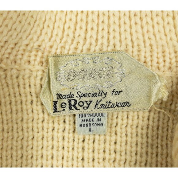 Vintage 1970s Dorce Leroy Knitwear Cardigan Large Wool Sailboat Embroidered - Picture 2 of 16